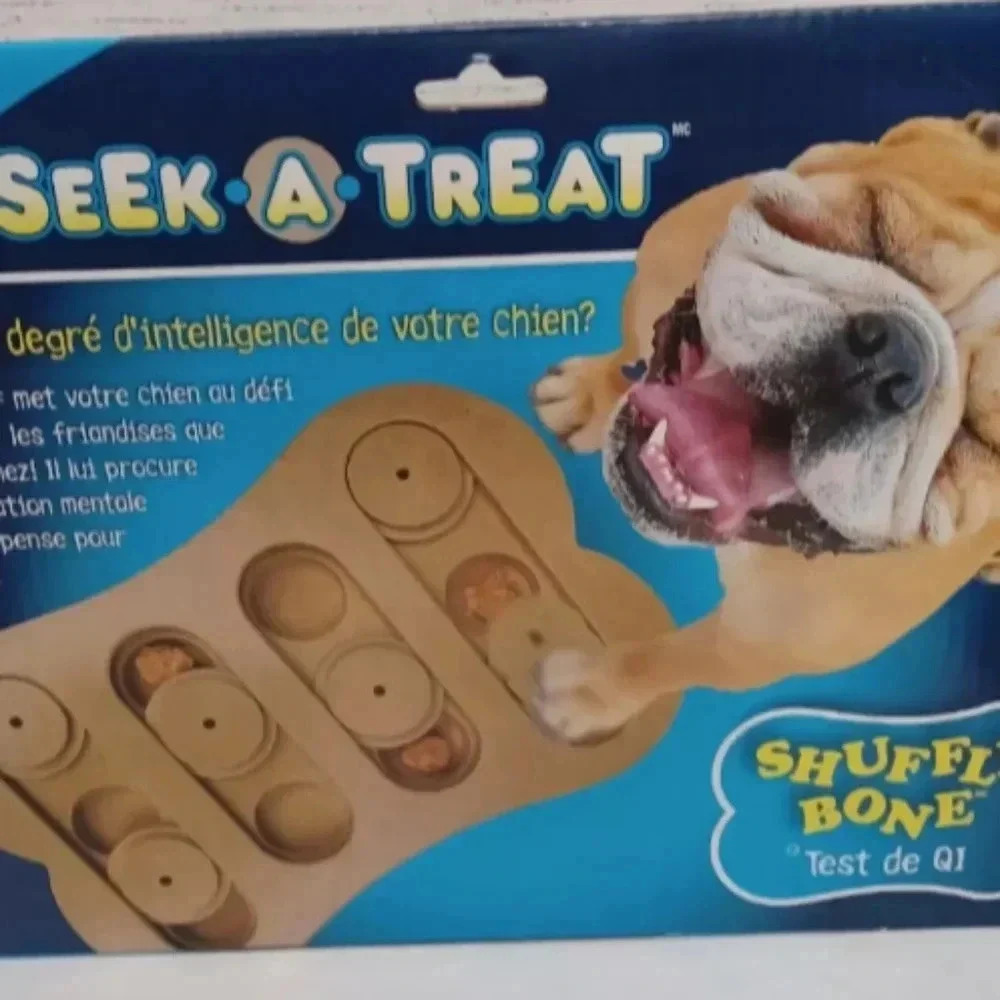 Pet Interactive Seek-A-Treat Shuffle Bone Toy IQ Puzzle Dog Training Toy